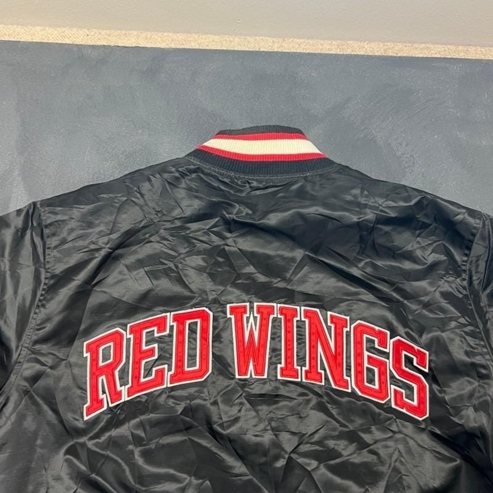 Vintage Detroit Red Wings Satin Jacket Mens Large Black 1990s Starter NHL - Picture 7 of 11